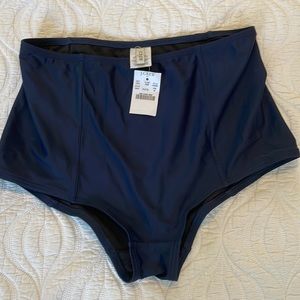 NWT Navy J Crew Factory High Waisted Bikini Briefs Medium
